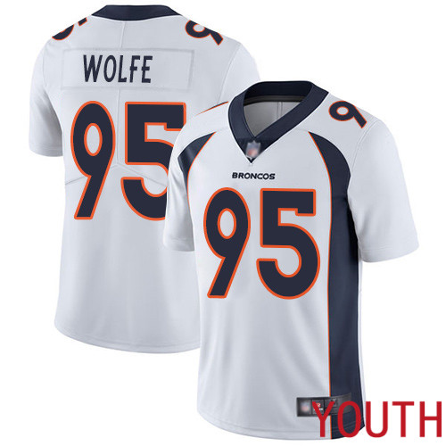 Youth Denver Broncos #95 Derek Wolfe White Vapor Untouchable Limited Player Football NFL Jersey